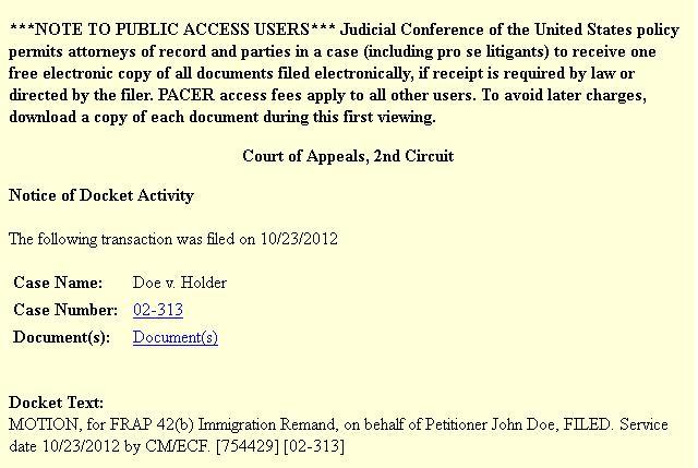 Notice of docket activity