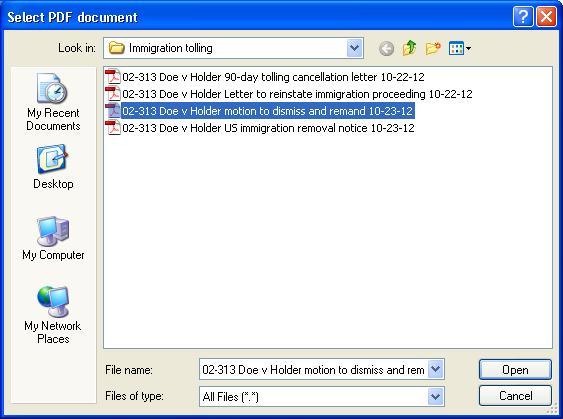 Select PDF document