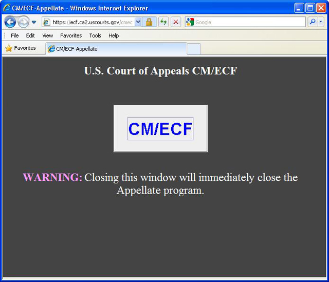 Appellate CM/ECF screen