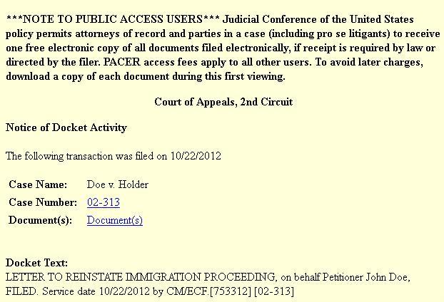 Notice of docket activity
