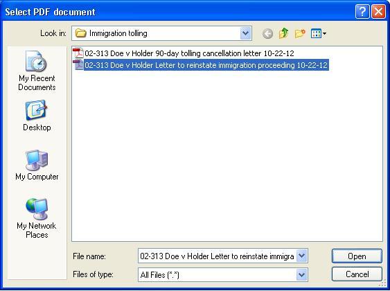 Select pdf document