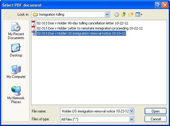 Select pdf document