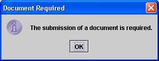 Document required dialog box