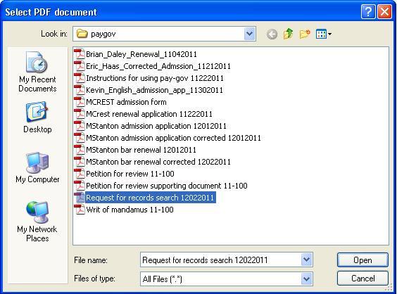 Select PDF document
