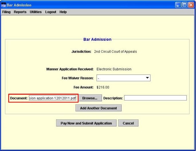 Document field highlighted