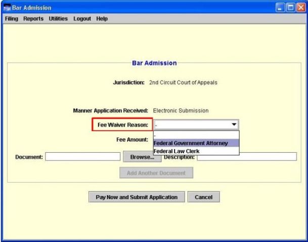 Fee waiver reason highlighted