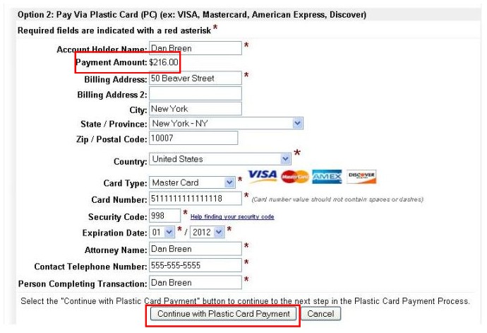 Payment amount highlighted