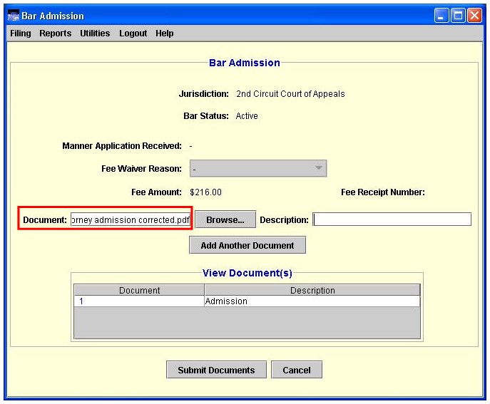 Document highlighted