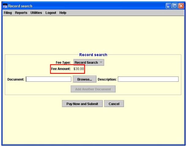 Fee amount highlighted