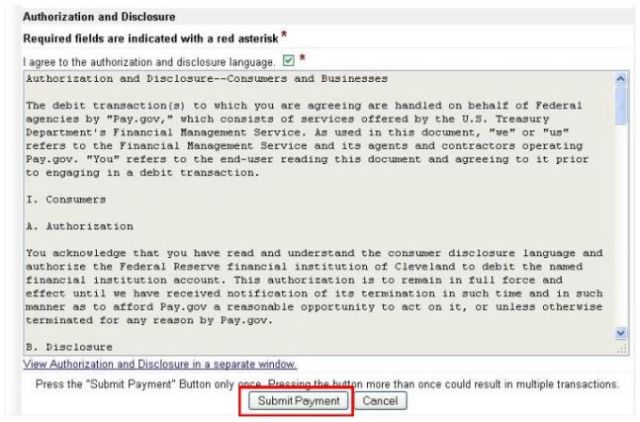 Submit payment
