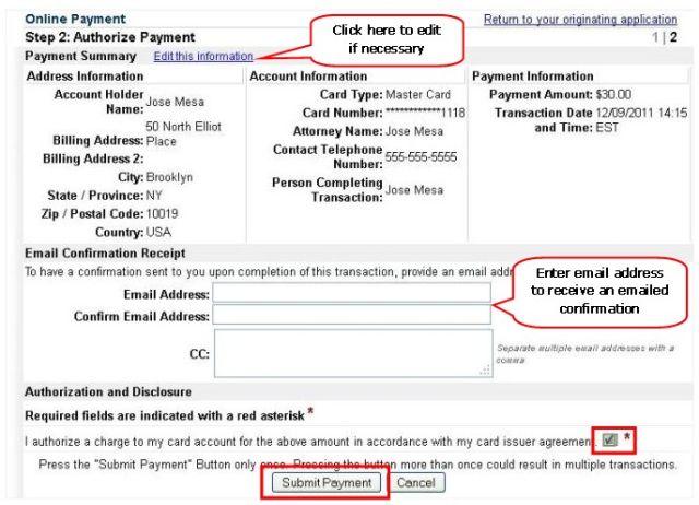 Submit payment