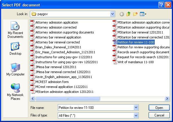 Select PDF document