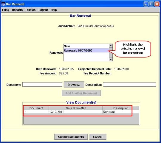View document(s) highlighted
