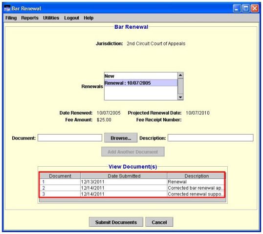 View document(s) highlighted