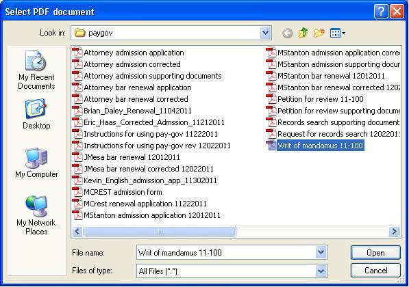 Select PDF document