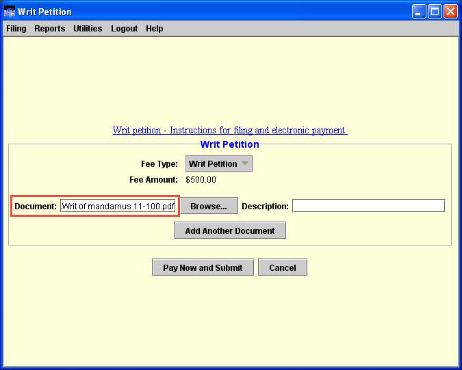 Document highlighted