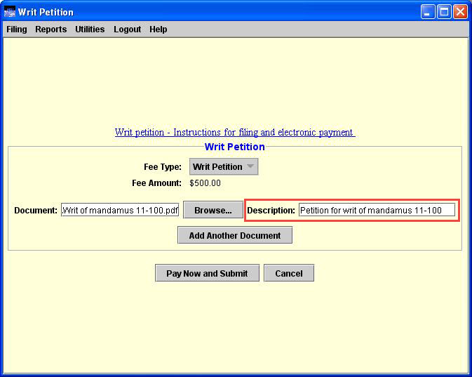Description highlighted
