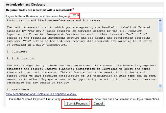 Submit payment