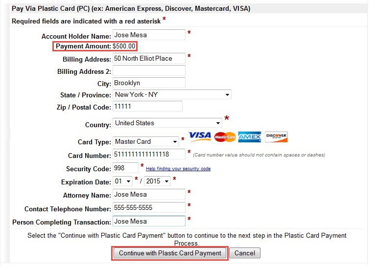 Payment amount highlighted